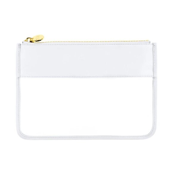 NWT Stoney Clover Lane Classic Clear/White Flat Pouch MSRP: $78 - Picture 1 of 5